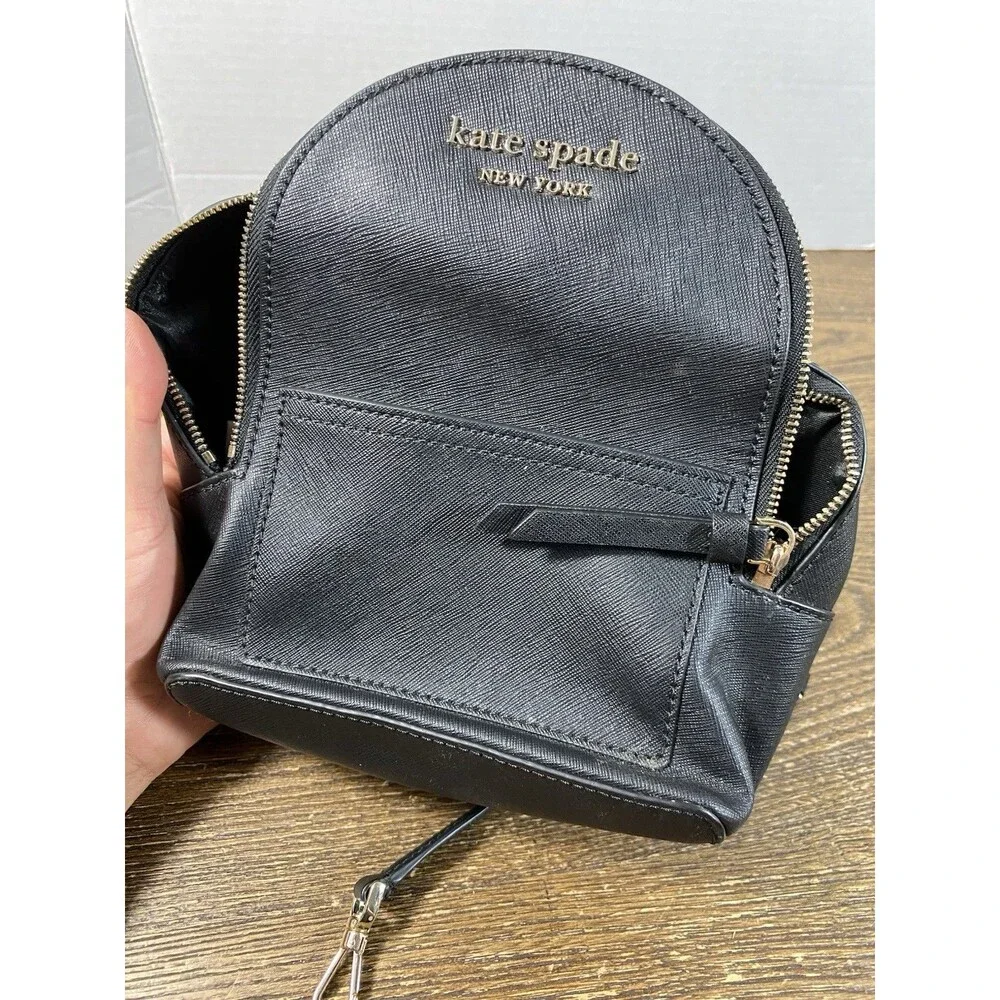 LOT Of 2 Kate Spade Convertible Mini Leather Backpacks used Green/Like New Black